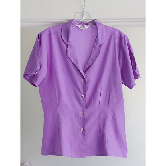 Vintage 1970s Casual Corner Button Front Blouse - Lavender - Med/Large - Picture 2 of 10